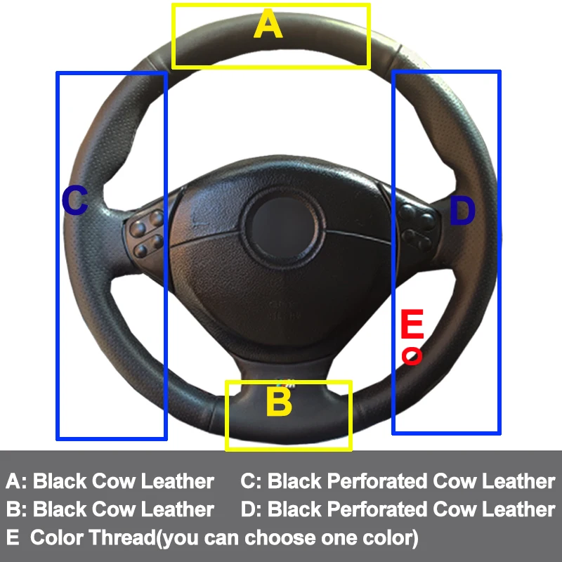 Ручная швейная крышка рулевого колеса для BMW E39 5 серии 1999-2003 E46 3 серии 1999-2005 E53 X5 2000-06 E36 Z3