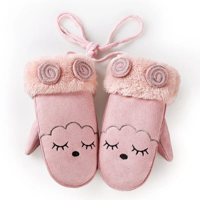 Kids winter gloves Winter Girls Boy Gloves Cute Cartoon Rabbit Thicken Warm Fleece Glove Kids Full Finger Gloves Wrist Mittens Hand 1Pairs
