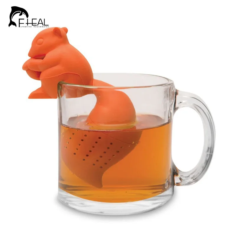 

FHEAL Creative Lazy Squirrel Tail Food Grade Silicone Tea Filter Strainers Tea Accessories Daily Necessities