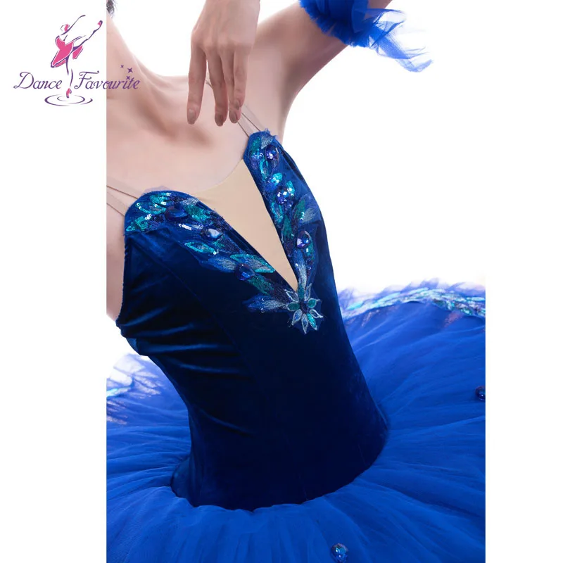 Royal Blue Velvet Bodice Pre-professional Ballet Tutu Girl& Women Ballet Tutu Ballerina Dance Costumes Blue Bird Tutu