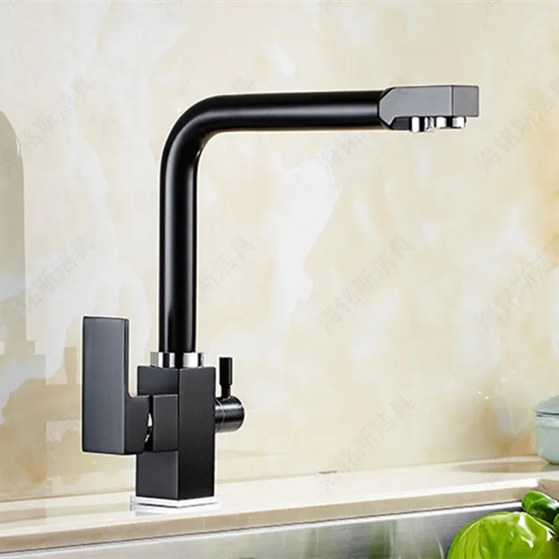 

Free shipping Promotion Wholesale Newly 100% Copper Swivel Square Style Sink Mixer Drinking Water Kitchen Faucet 3 Way Water tap