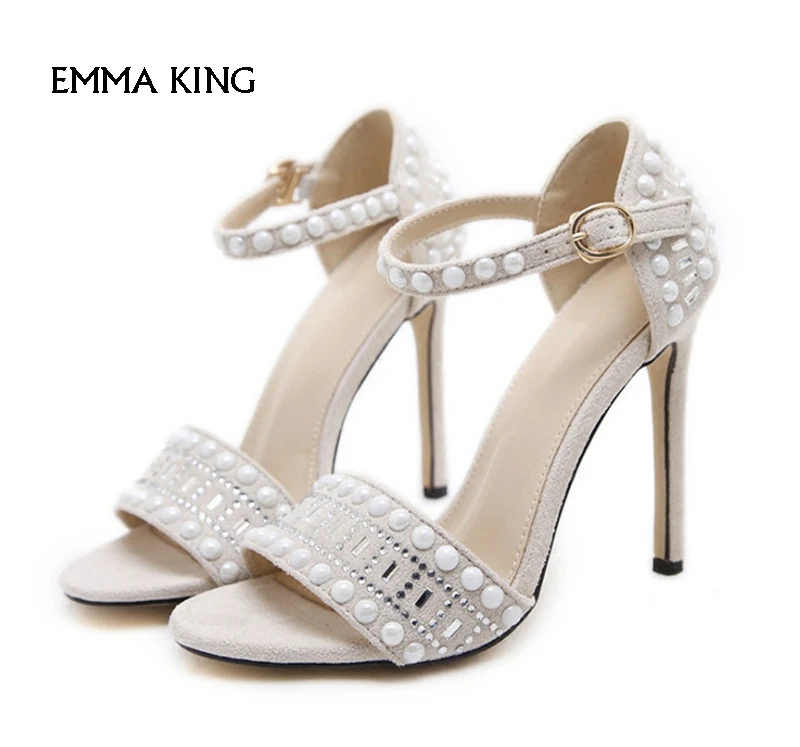 

Sandalias Mujer Zapatos 2018 New Hollow Buckle High Heel OpenToe Diamonds With Nightclub Crystal Female Sandals Party ShoesWomen