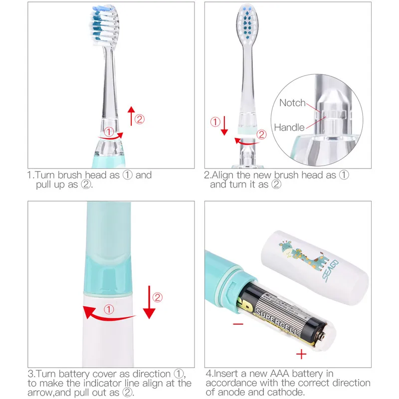 Детская Звуковая электронная зубная щетка, водонепроницаемая Детская Мягкая зубная щетка, вибрационная зубная щетка с функцией синхронизации, детская зубная щетка со светодиодной подсветкой 34