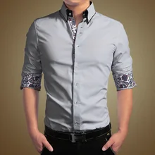 Новое поступление, мужские повседневные рубашки с длинными рукавами, с принтом манжет, облегающие рубашки, рубашки, удобная одежда, Camisa Masculina