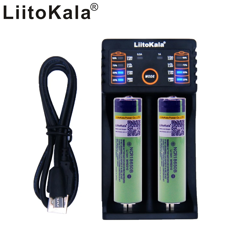 2 шт Liitokala 3,7 V 3400mAh 18650 литий-ионная аккумуляторная батарея(без PCB)+ Lii-202 USB 26650 18650 AAA AA умное зарядное устройство