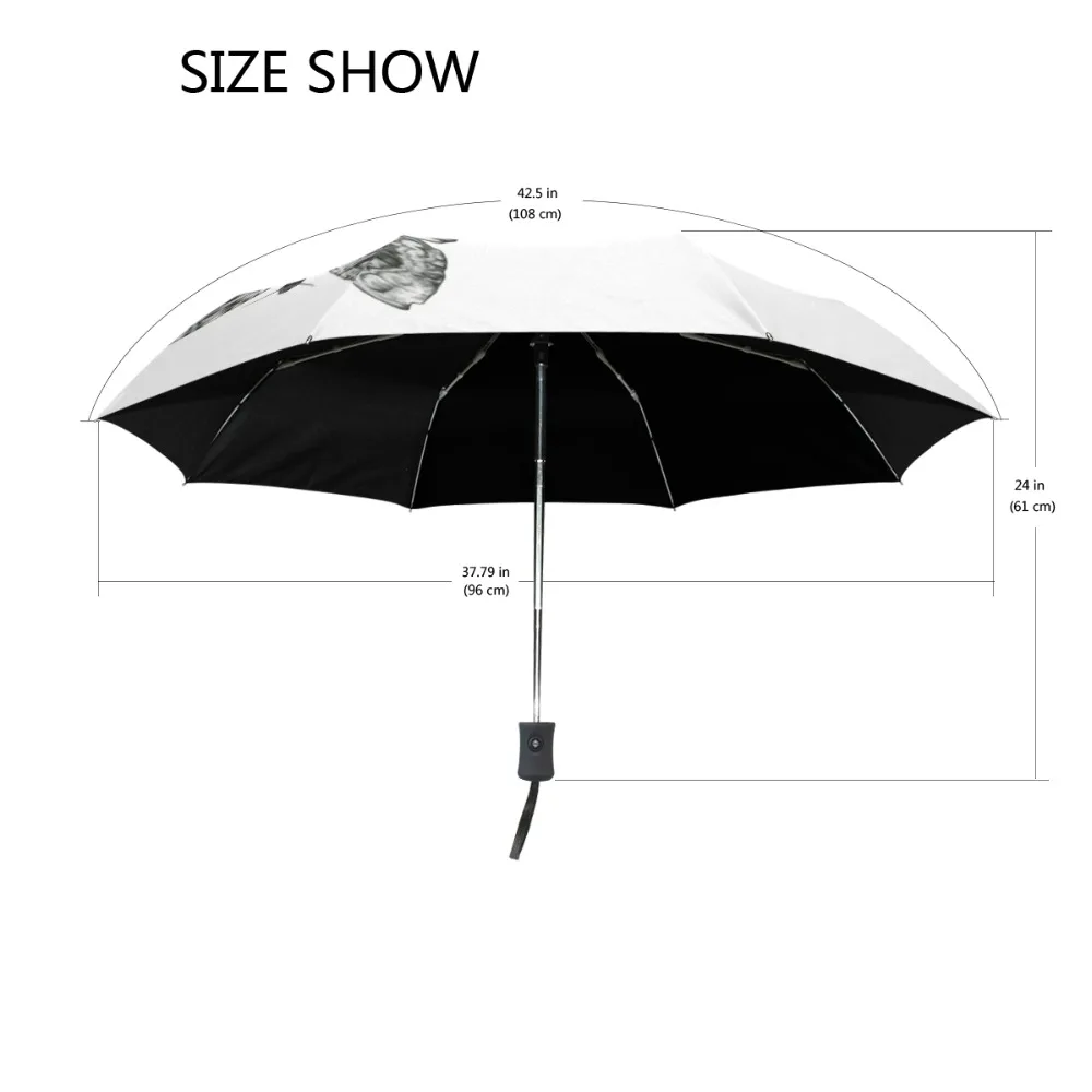 Автоматический зонт с принтом бабочки и черепа и розы, ветростойкий складной автоматический зонт, мужской роскошный ветрозащитный зонт