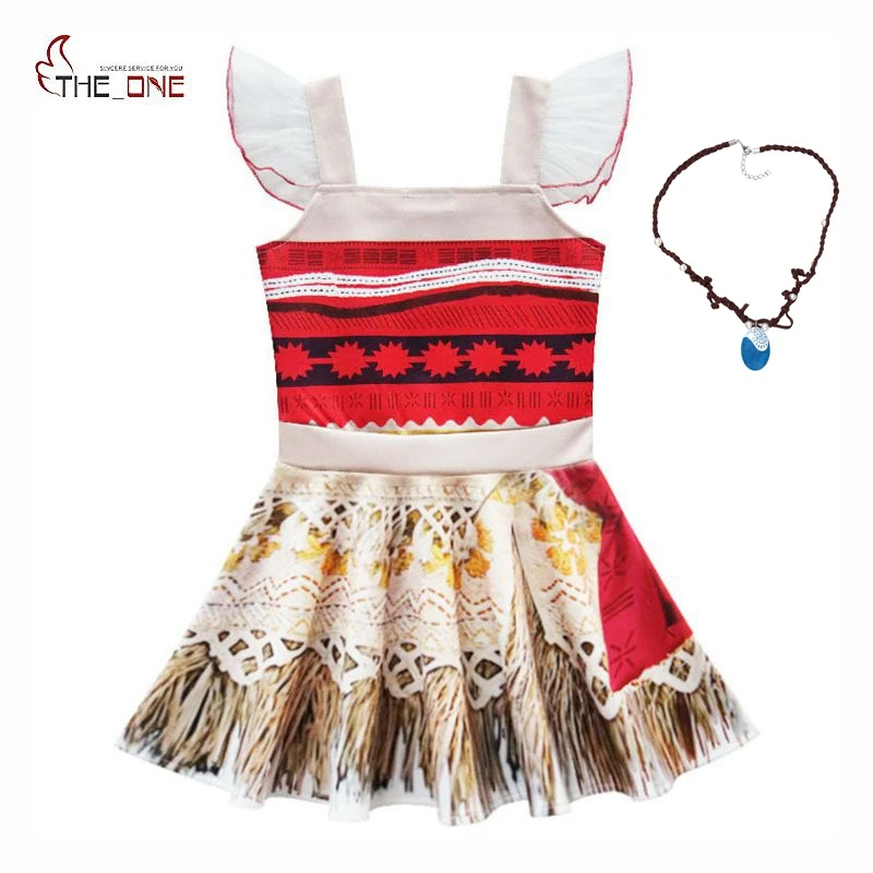 AmzBarley Filles Moana Deguisement Costume Robe de Princesse Moana Soir/ée F/ête Cosplay Enfants Haut Jupe Ensemble Hawa/ïen Va/ïana Fleur Collier