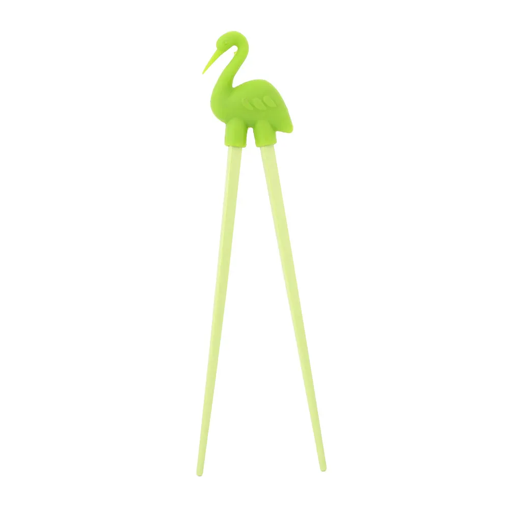 Детские палочки для еды мультфильм Фламинго стиль начинающих еда инструмент для еды Творческий обеденный стол Мультяшные палочки для еды простота использования - Цвет: green