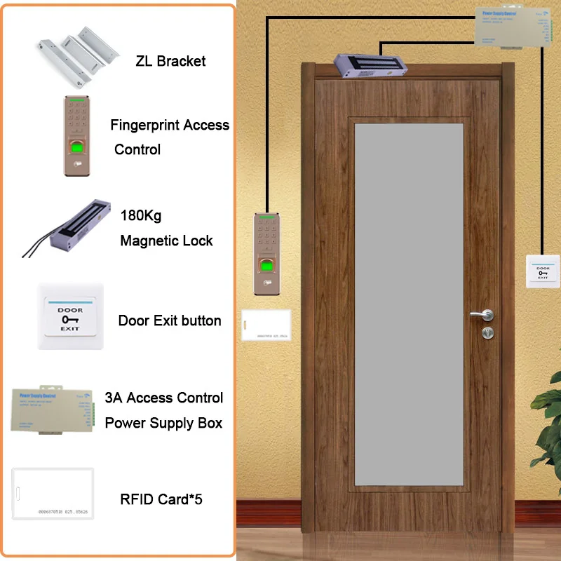 Eseye RFID система контроля доступа Комплект Дверной замок набор Электрический магнитный замок ID карта Мощность Поставщик коробка дверь кнопка выхода - Цвет: Access Control Set