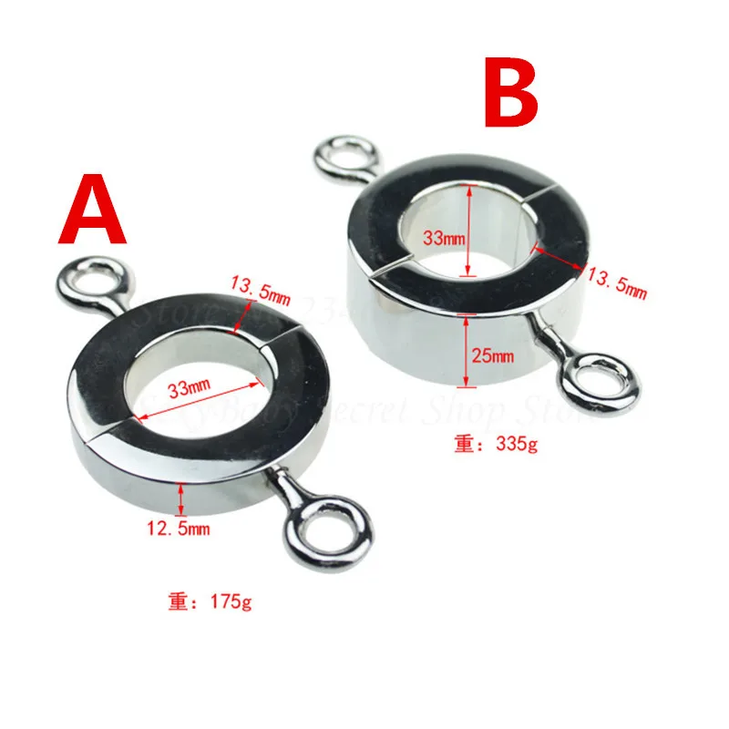 2 Size Male Chastity Device,Beginner Metal Ball Stretcher Scrotum Pendant Testis Restraint Penis Lock,Cock Ring,Adult Game Toys