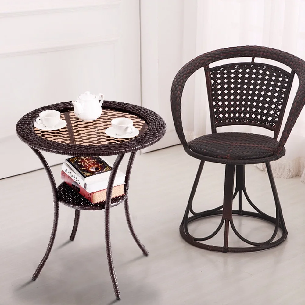 Giantex Round Rattan Wicker Coffee Table Glass Top Steel Frame Patio Furni W/Lower Shelf Home Furniture HW59335 Giantex Round Rattan Wicker Coffee Table Glass Top Steel Frame Patio Furni W/Lower Shelf Home Furniture HW59335
