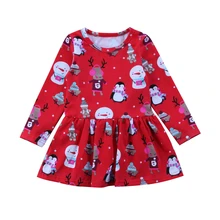 Рождественское платье для маленьких девочек с длинным рукавом и снеговиком, платья принцессы, рождественвечерние платье для девочек, Vestido, детское платье для девочек, От 2 до 7 лет