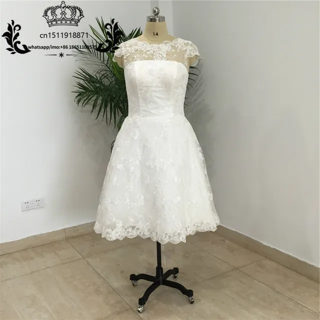 Knee Length a Line Wedding Dress