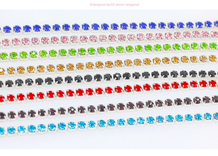 buy sewing supplies online 10yard 1Row ss6 ss12 ss16 colour Crystal Glass rhinestone Silver Cup claw close chain sewing Trim craft for Garment accessories Sewing Needles