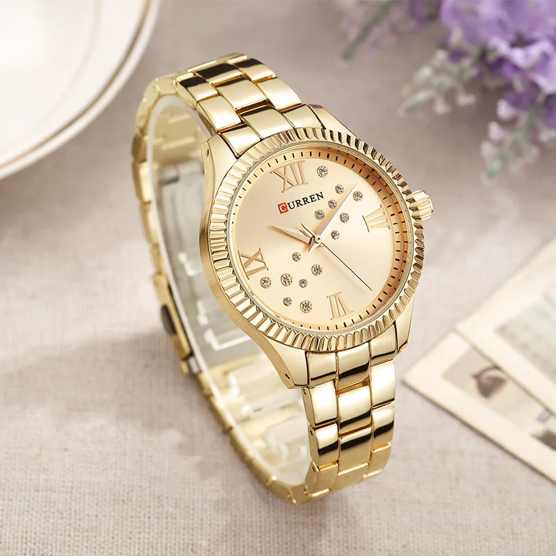 CURREN новые женские часы Роскошные Relogio Feminino RoseGold циферблат модные Montre Femme женские часы женские наручные часы