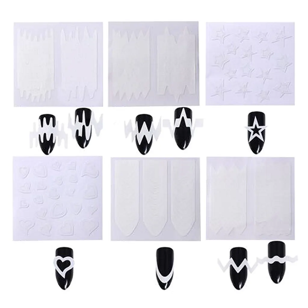 

6pcs French Manicure Nail Art Tips Form Guide Sticker Polish DIY Styling Tool