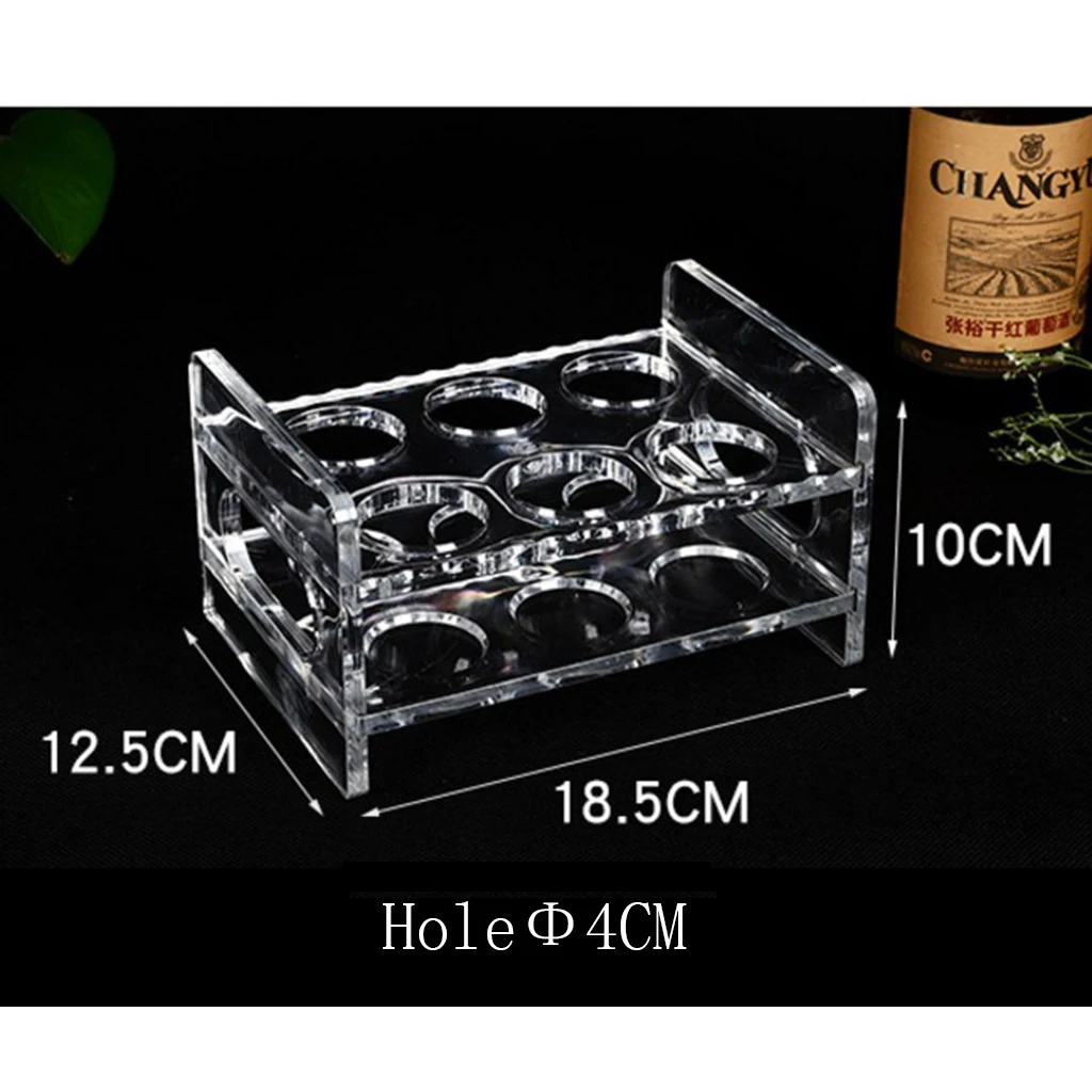 6-Hole Clear Acrylic Shot Glass Holder Rack Barware Whisky Cup Serving Tray Shock Resistant and Wear Resistant