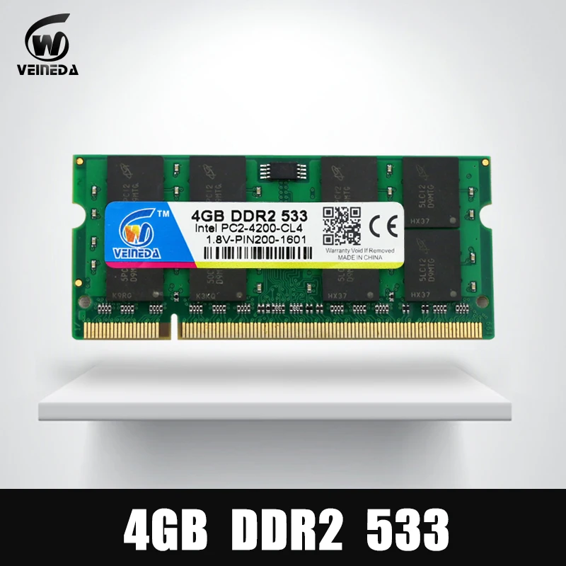 

VEINEDA Ram ddr2 4gb 2gb 1gb 533MHz Sodimm Ram ddr 2 4 gb 533 Memory for Laptop Mobo support ddr2 PC2-4200