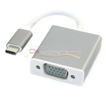 

USB 3.1 USB-C Type C to VGA 1080P HDTV Cable with Silver Aluminium Case for 2015 New 12 Inch Mac book