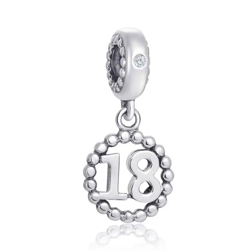 Sambaah Dangle Number 18 Charm Pendant 925 Sterling Silver Charm Pendant 925 Sterling Silver