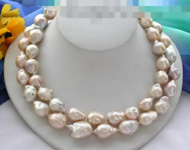 

song voge gem nanJ2477 2row PINK LAVENDER KESHI REBORN PEARL NECKLACE