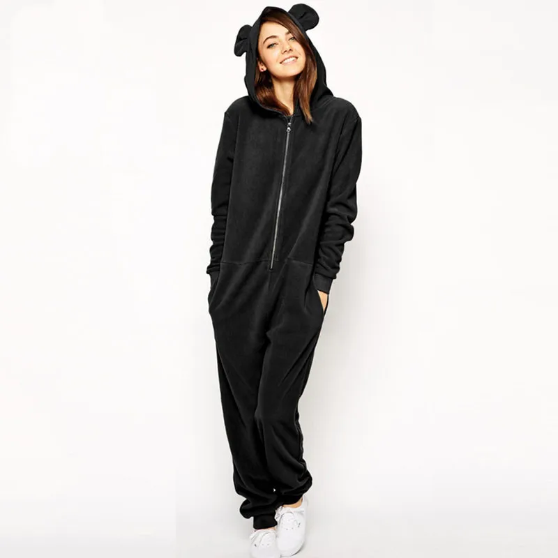 Cute Dear Ears Hooded Pink Rompers Womens Jumpsuit Plus Size 2015 Fashion Macacao Feminino Casual Bodysuit Overalls For Women (2)