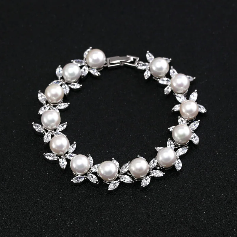 JaneKelly жемчужные браслеты для женщин с инкрустированием крошечные CZ браслеты и браслеты элегантный Ближний Восток стиль ювелирные изделия B605071