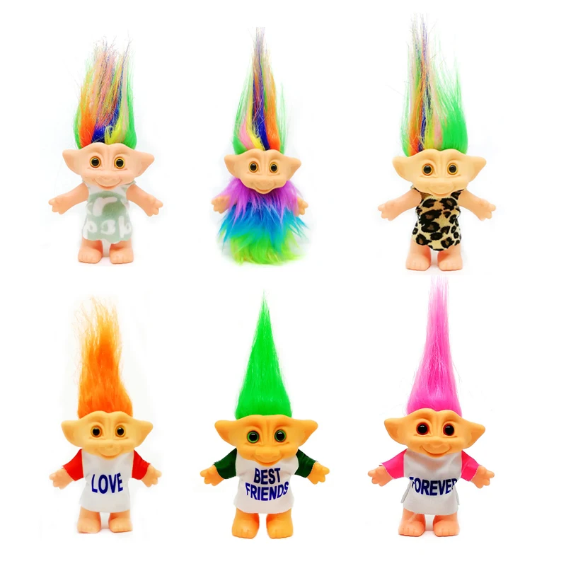 

New Arrival 10cm Troll Doll Colorful Magic hair Leprocauns Dam With Clothes Trolls Action Figure Model Toy Gifts For Children