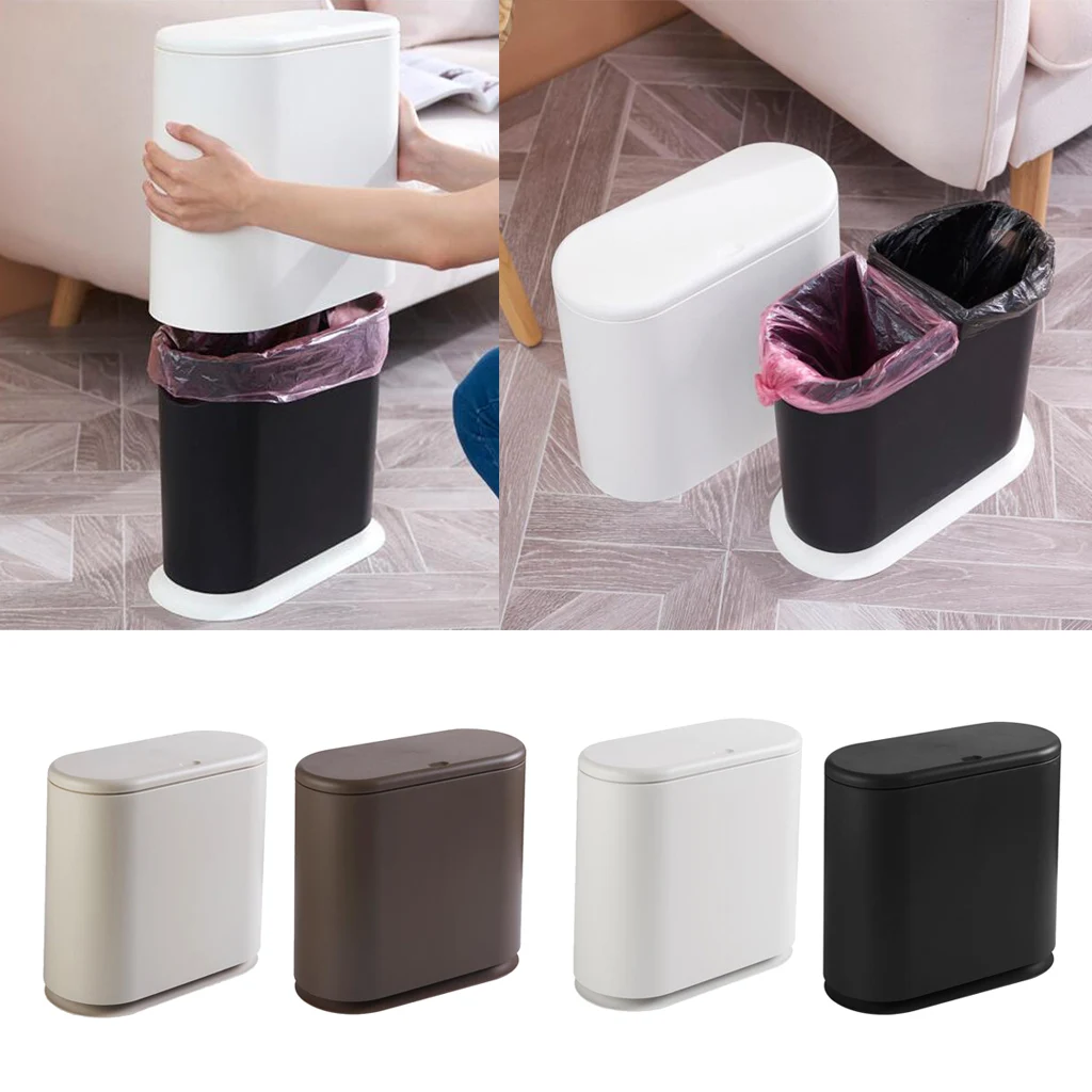 

Modern Fashion White Flip Lid Trash Can Double Garbage Bag Holder Waste Bin