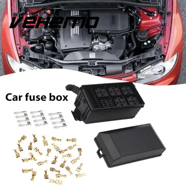 Vehemo Car Fuse Box Fuse Box Holder 5 Road Black ... replacement motorcycle fuse box 