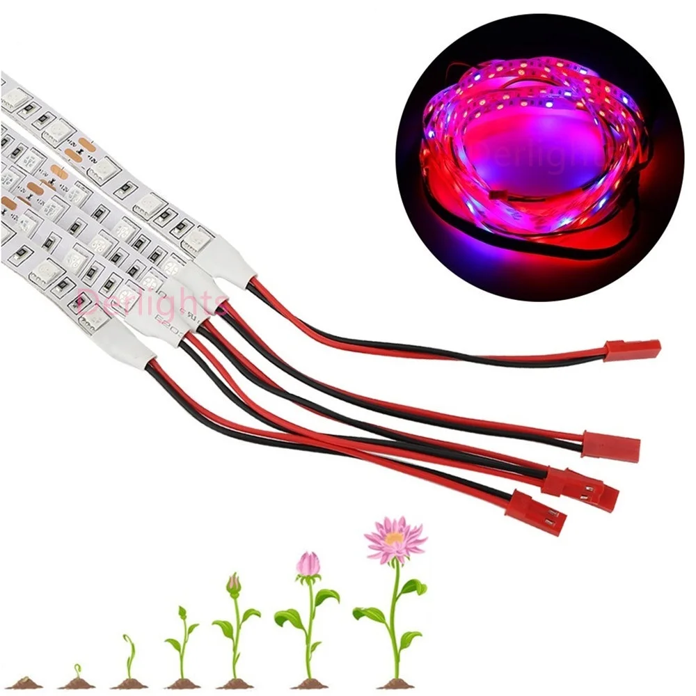 5 шт./лот, 0,5 м, 5 Вт, 12В, SMD5050, светодиодная лента для выращивания растений, светильник для выращивания растений в помещении, для цветения растений и парников с системой гидропоники