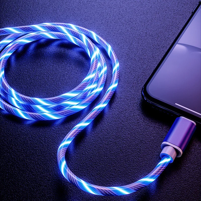 Светящийся USB-кабель 2 4 А для iPhone XS Max XR X 8 7 6s Plus Type-C Micro USB светящийся провод быстрой