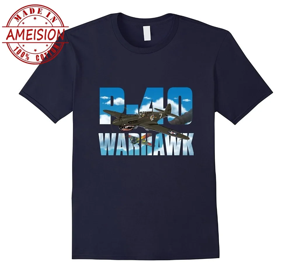 

New T Shirts Unisex Funny Tops Tee Hot Sale Basic Models P-40 Warhawk Wwii Fighter Tee Shirt