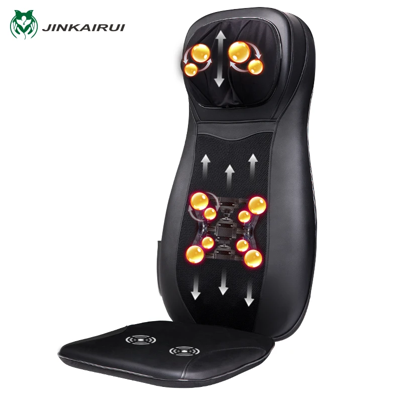 JinKaiRui Infrared Heating Vibrate Neck Back Massage Chair Car Home Office Massager Kneading & Shiatsu Cushion Seat Relaxation