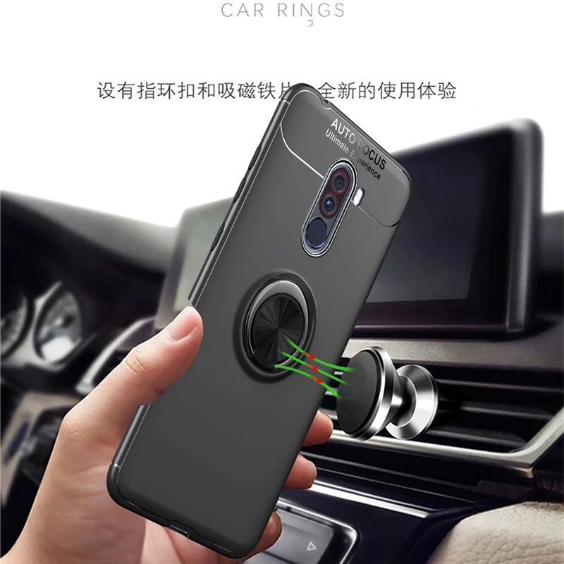 עמיד הלם מקרה עבור Pocophone F1 מקרה טבעת מגנט סיליקון כיסוי עבור Xiaomi PocoPhone F1 מקרה Poco F1 F3 F2 פרו x3 NFC GT M3 פרו leather iphone 11 Pro Max case