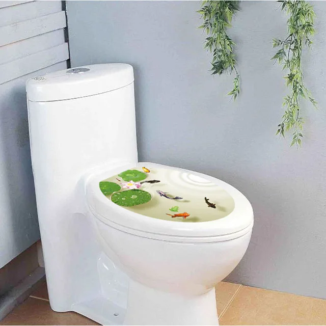 [Fundecoration] водостойкая наклейка для туалета в виде рыбы лотоса украшения ванной