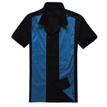 Интернет-магазины магазинах Великобритании Дизайн мужские Повседневное рубашки цвет: черный, синий рокабилли пятидесятых Костюмы для вечерние клуб