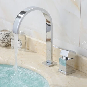 

Single Lever Sink Square Faucet Daul Holder Deck Mounted Hot Cold Water Mixer Tap For Bathroom Basin Lanos Torneira Banheiro