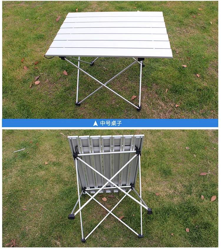Qualidade de Alumínio ao ar Alta Livre Mesa Dobrável Acampamento Piquenique Churrasco Portátil Pátio Mobiliário Metalic Cozinha Jardim Carro 13 Cheap Mesas de campismo