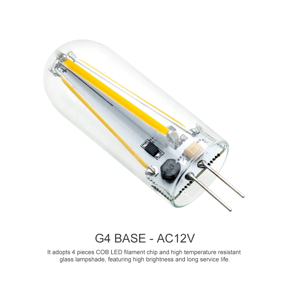 Мини G4 светодиодный светильник AC DC 12 V Стекло Shell 4 удара накаливания светодиодный лампочки для точечных светильников Сменные галогенные лампы Lamparas