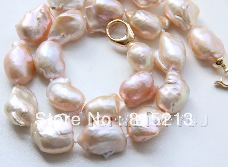 

ddh00652 WOW! BIG 22mm Natural pink Baroque Reborn Keshi pearls necklace