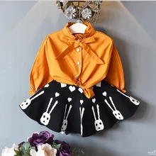 Хлопковая одежда для девочек; осенняя одежда для маленьких девочек; блузка с милым бантом; одежда для детей; вечерние блузки для маленьких детей