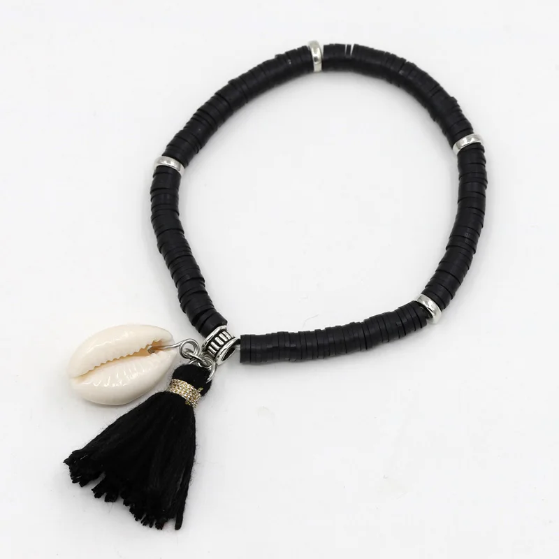 VONNOR ювелирные изделия ручной работы браслеты для женщин Модные Красочные Fimo бусины браслет с ракушкой кисточкой браслеты для девочек - Окраска металла: B514c
