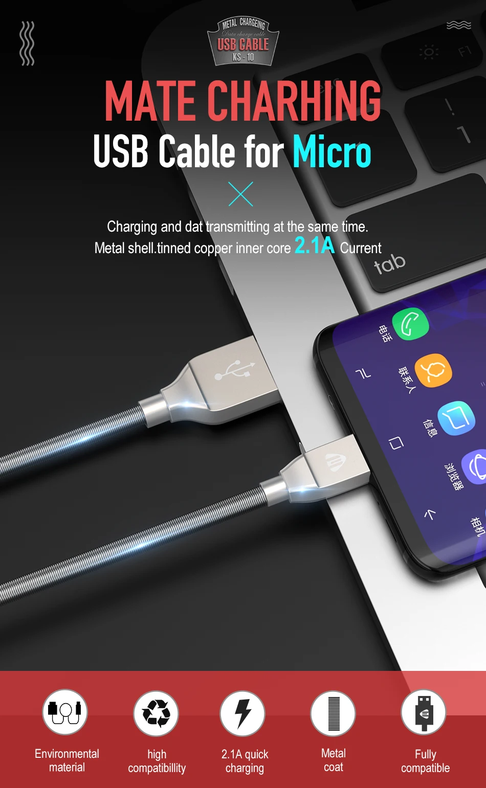 Jellico Micro USB кабель металлический зарядный кабель для samsung Xiaomi huawei htc Android мобильный телефон Быстрая Зарядка Кабели синхронизации данных