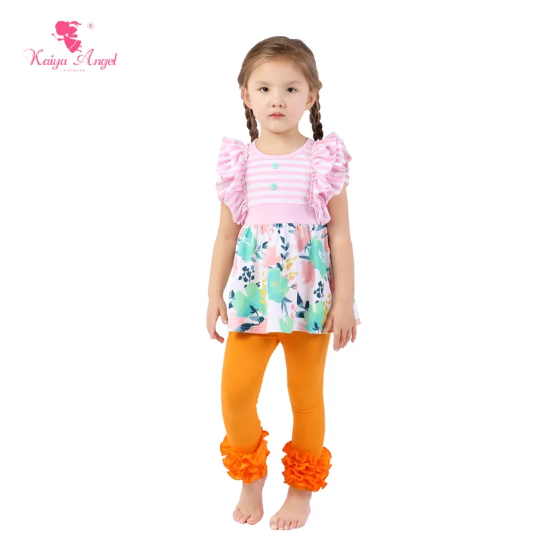 US $77.83 Kaiya Angel Girls Fashion Clothes Baby Children Clothes Toddler Girl Outfit Kids Suit For Girls Top Ruffled Pants