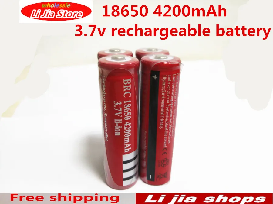 

4pcs/lot New Version 18650 4200mah Rechargeable Lithium Li-ion Battery for LED Flashlight