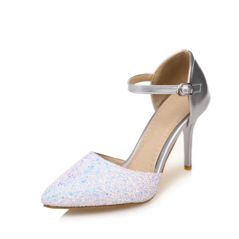 Mode Frau Janes Gladiatoren High Ferse Schnalle Show as Spitz Pailletten Nude Knöchel Leder Mary Oberen Heels As Abdeckung Show Bunte Schuhe rYnzqar