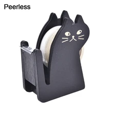 Peerless Черный мультфильм кошка деревянный диспенсер ленты резак держатель