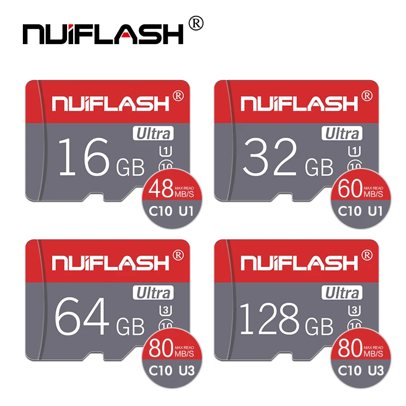Nuiflash micro sd 128 Гб 64 ГБ 32 16 80 МБ/с. TF usb флэш карта памяти microsd 8 ГБ/48 class10 оригинальный