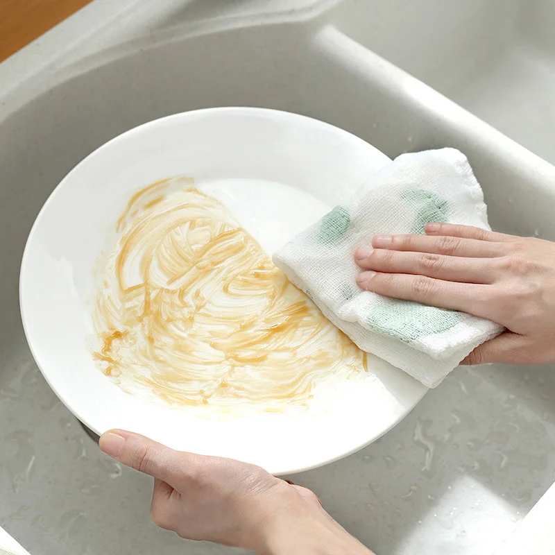 

Printing Coth Dish Cleaning Cloth Wood Fiber 8 Layer 1 Pcs Non Hair Washing Towels Household Cleaning Tools Thicken Anti Oil